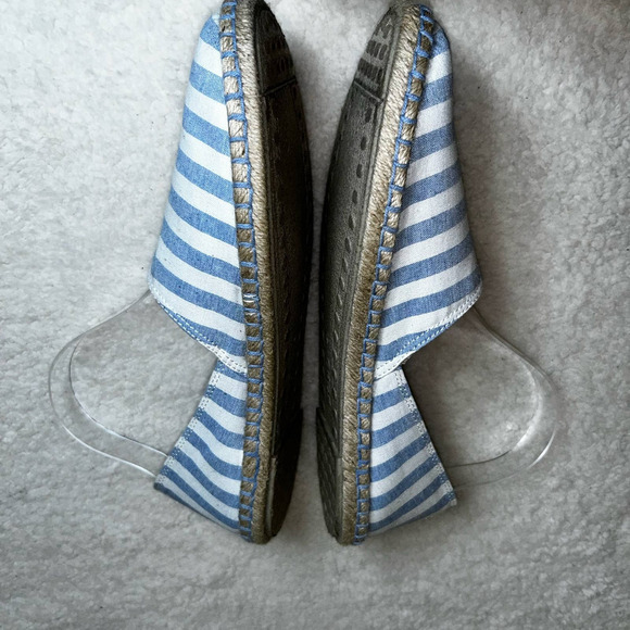 Skechers Bobs Espadrilles Women 9.5 Blue White Stripe Memory Foam Canvas Slip On - Picture 8 of 10